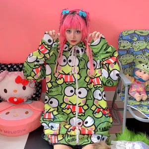 Pullover Sweet Cartoon Loose And Fluffy Long Sleeve Hooded Coat