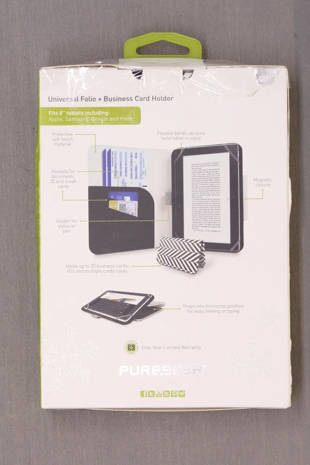 Pure Gear Universal 8 Inch Tablet Folio   Business Card Holder OEM