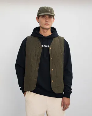 Quilt Organic Flannel Vest Moss Green