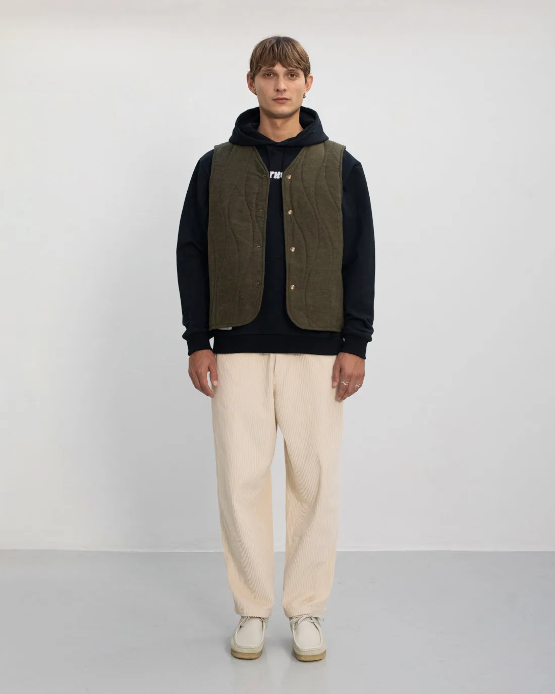 Quilt Organic Flannel Vest Moss Green
