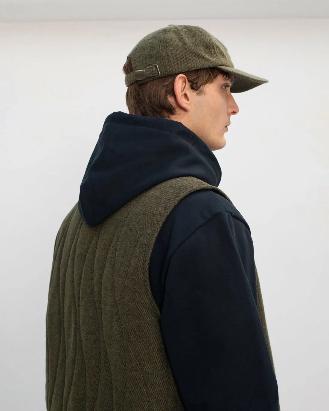 Quilt Organic Flannel Vest Moss Green
