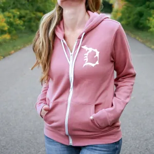"Michigan D" Relaxed Fit Angel Fleece Full Zip Unisex Hoodie