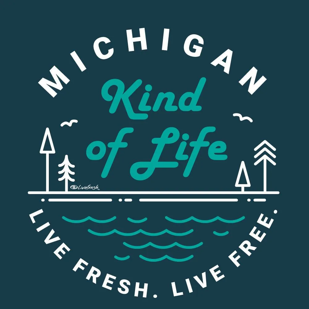 "Michigan Kind Of Life" Relaxed Fit Angel Fleece Full Zip Unisex Hoodie