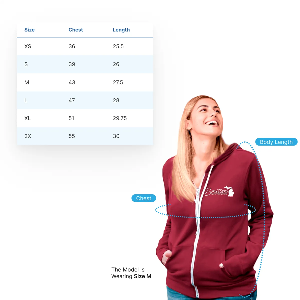 "Michigan Kind Of Life" Relaxed Fit Angel Fleece Full Zip Unisex Hoodie