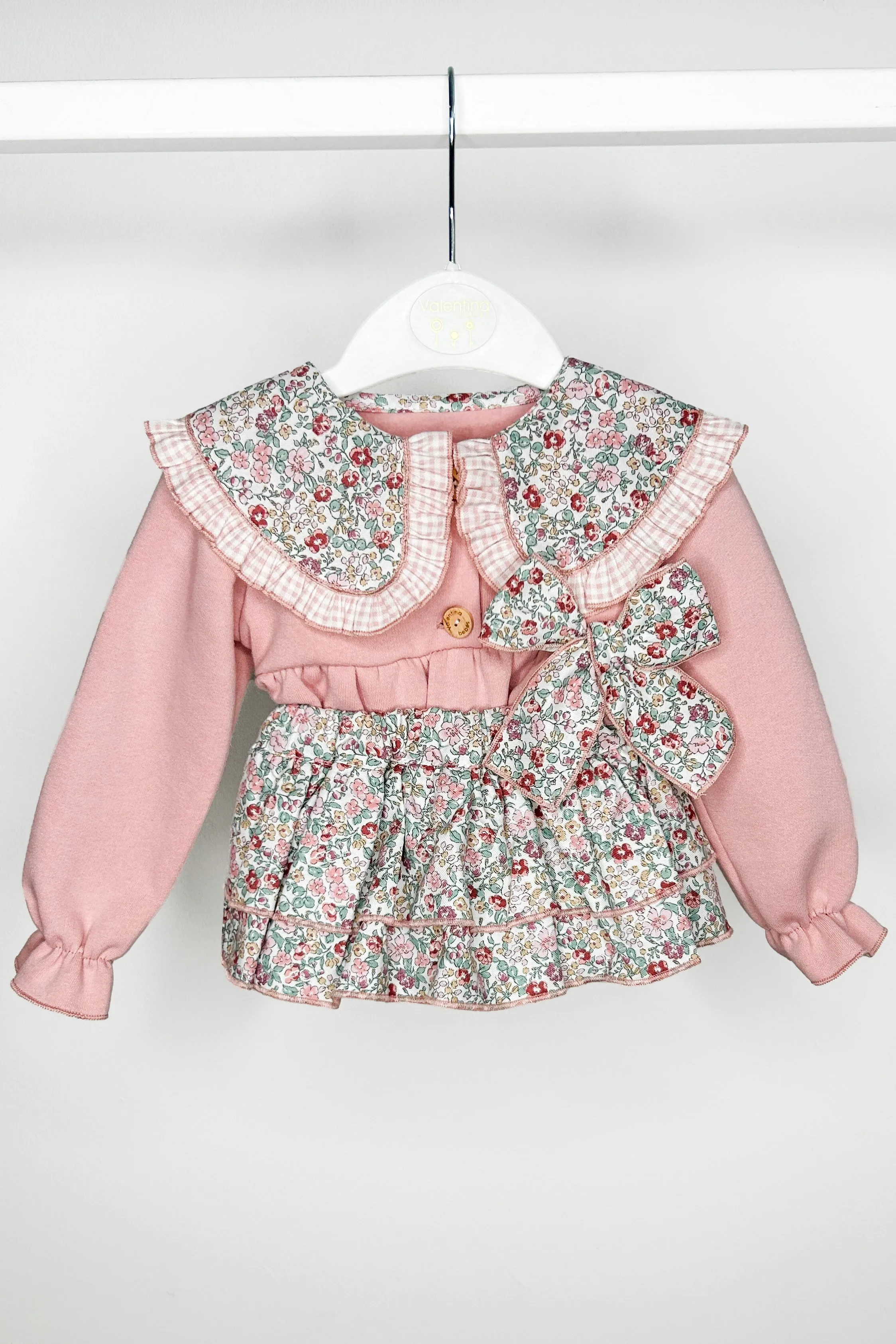 "Shelby" Dusky Pink Sweatshirt & Floral Skirt
