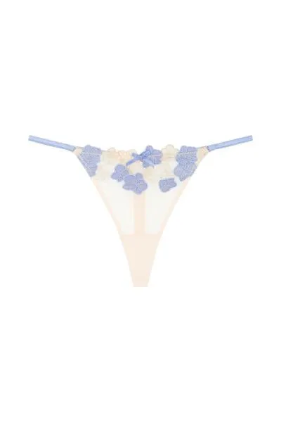 Rayne Gold and Lilac Satin Floral Embroidered Thong -