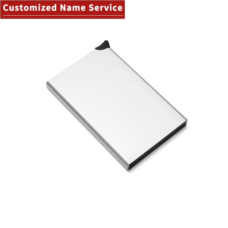Realaiot Custom Name Business Wallet Card Holder RFID Aluminum Box Case Card Holder Automatic Pop-up Anti-theft Bank Cards Holder