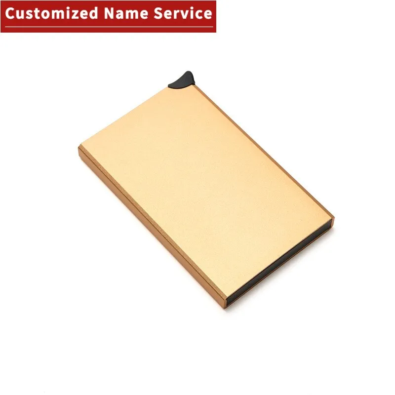 Realaiot Custom Name Business Wallet Card Holder RFID Aluminum Box Case Card Holder Automatic Pop-up Anti-theft Bank Cards Holder