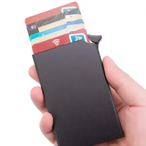 Realaiot Custom Name Business Wallet Card Holder RFID Aluminum Box Case Card Holder Automatic Pop-up Anti-theft Bank Cards Holder