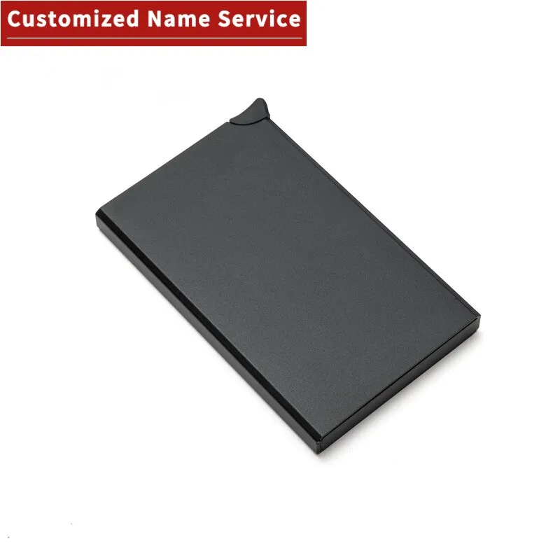 Realaiot Custom Name Business Wallet Card Holder RFID Aluminum Box Case Card Holder Automatic Pop-up Anti-theft Bank Cards Holder