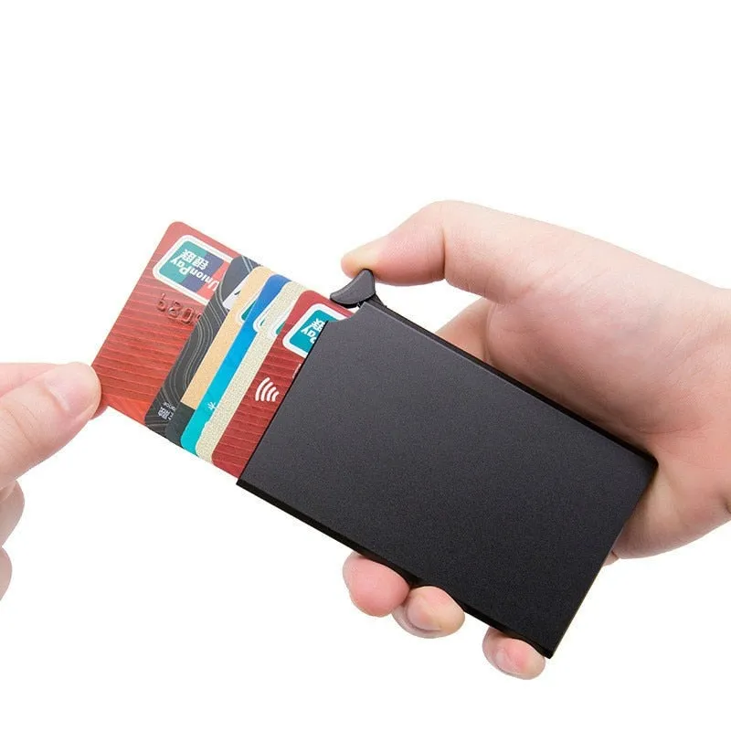 Realaiot Custom Name Business Wallet Card Holder RFID Aluminum Box Case Card Holder Automatic Pop-up Anti-theft Bank Cards Holder