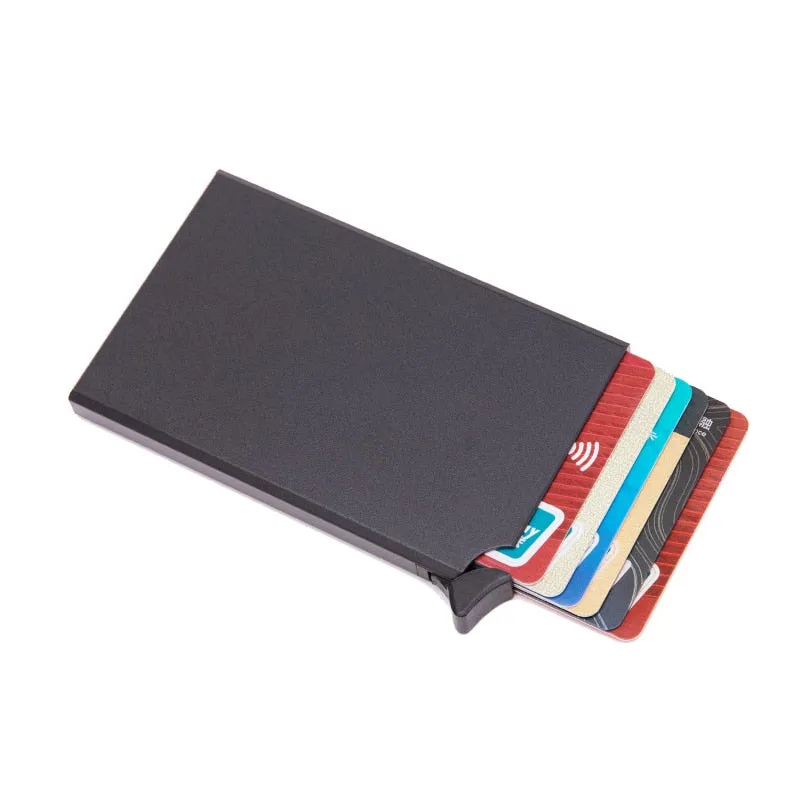 Realaiot Custom Name Business Wallet Card Holder RFID Aluminum Box Case Card Holder Automatic Pop-up Anti-theft Bank Cards Holder