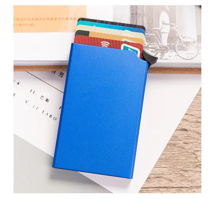 Realaiot Custom Name Business Wallet Card Holder RFID Aluminum Box Case Card Holder Automatic Pop-up Anti-theft Bank Cards Holder