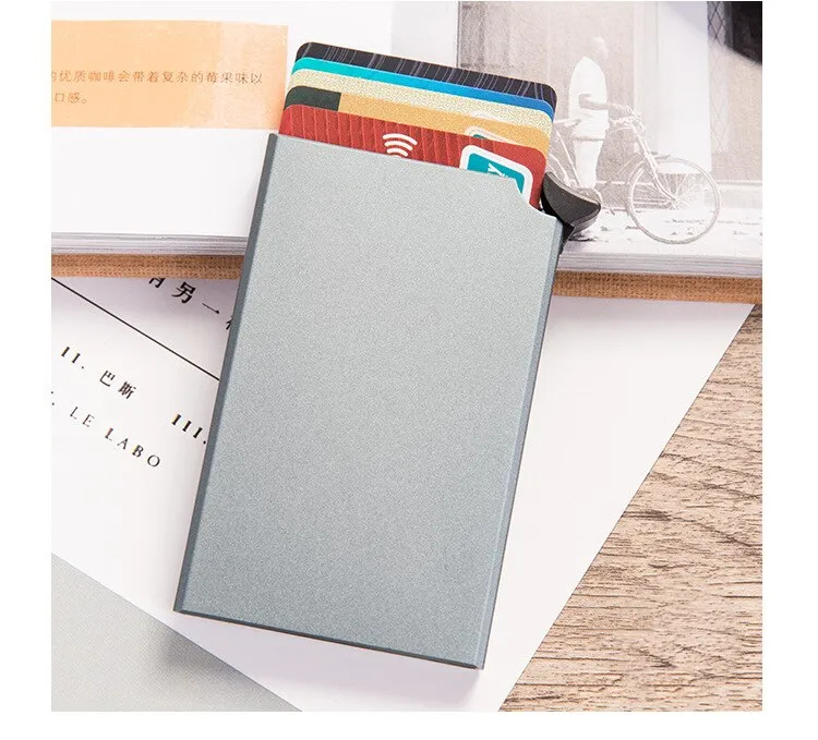 Realaiot Custom Name Business Wallet Card Holder RFID Aluminum Box Case Card Holder Automatic Pop-up Anti-theft Bank Cards Holder