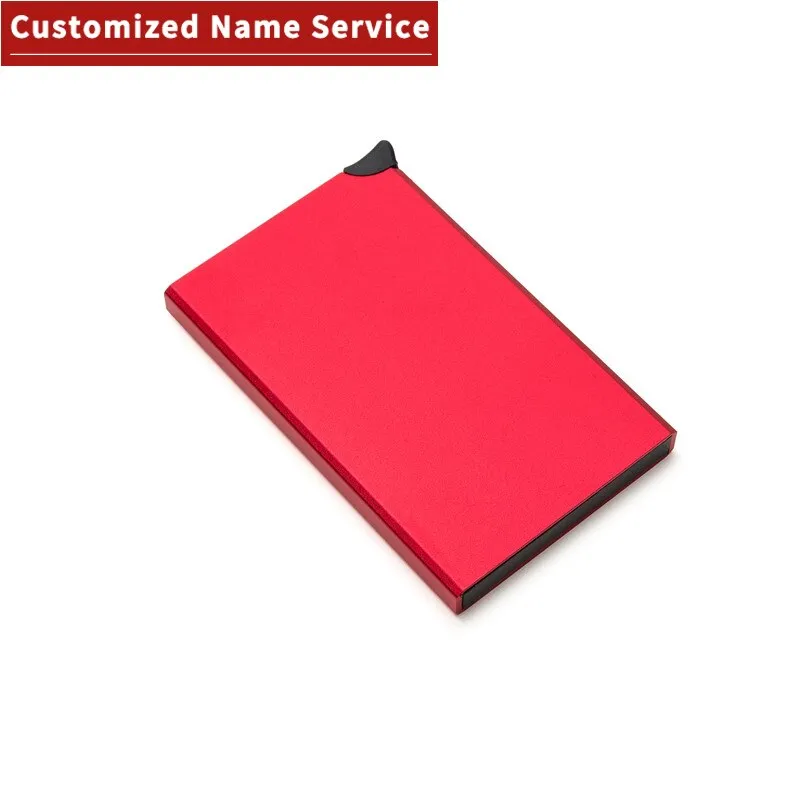 Realaiot Custom Name Business Wallet Card Holder RFID Aluminum Box Case Card Holder Automatic Pop-up Anti-theft Bank Cards Holder
