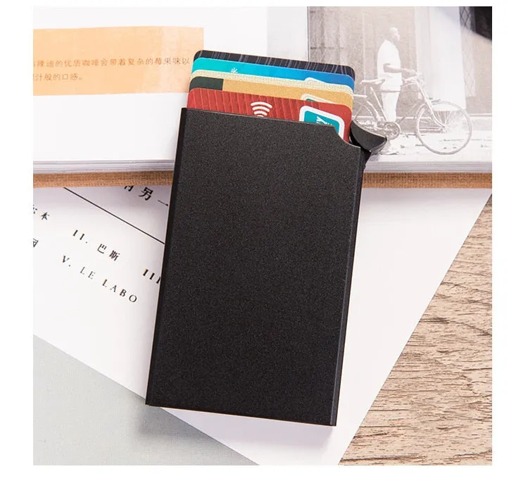 Realaiot Custom Name Business Wallet Card Holder RFID Aluminum Box Case Card Holder Automatic Pop-up Anti-theft Bank Cards Holder