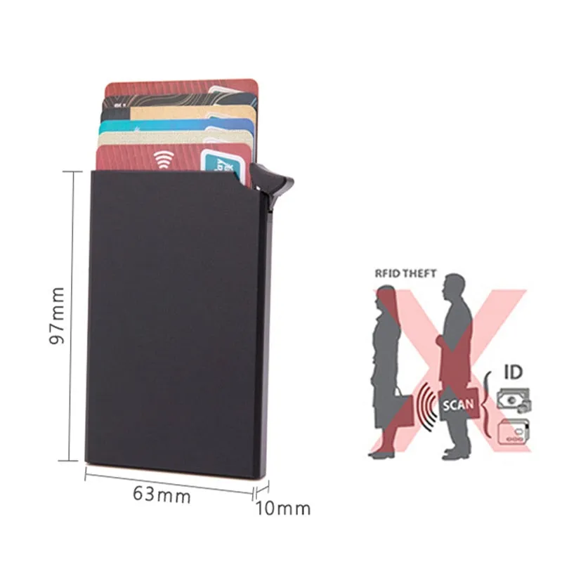 Realaiot Custom Name Business Wallet Card Holder RFID Aluminum Box Case Card Holder Automatic Pop-up Anti-theft Bank Cards Holder