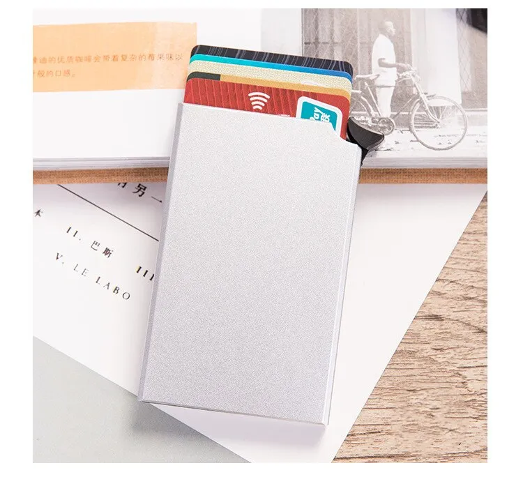 Realaiot Custom Name Business Wallet Card Holder RFID Aluminum Box Case Card Holder Automatic Pop-up Anti-theft Bank Cards Holder