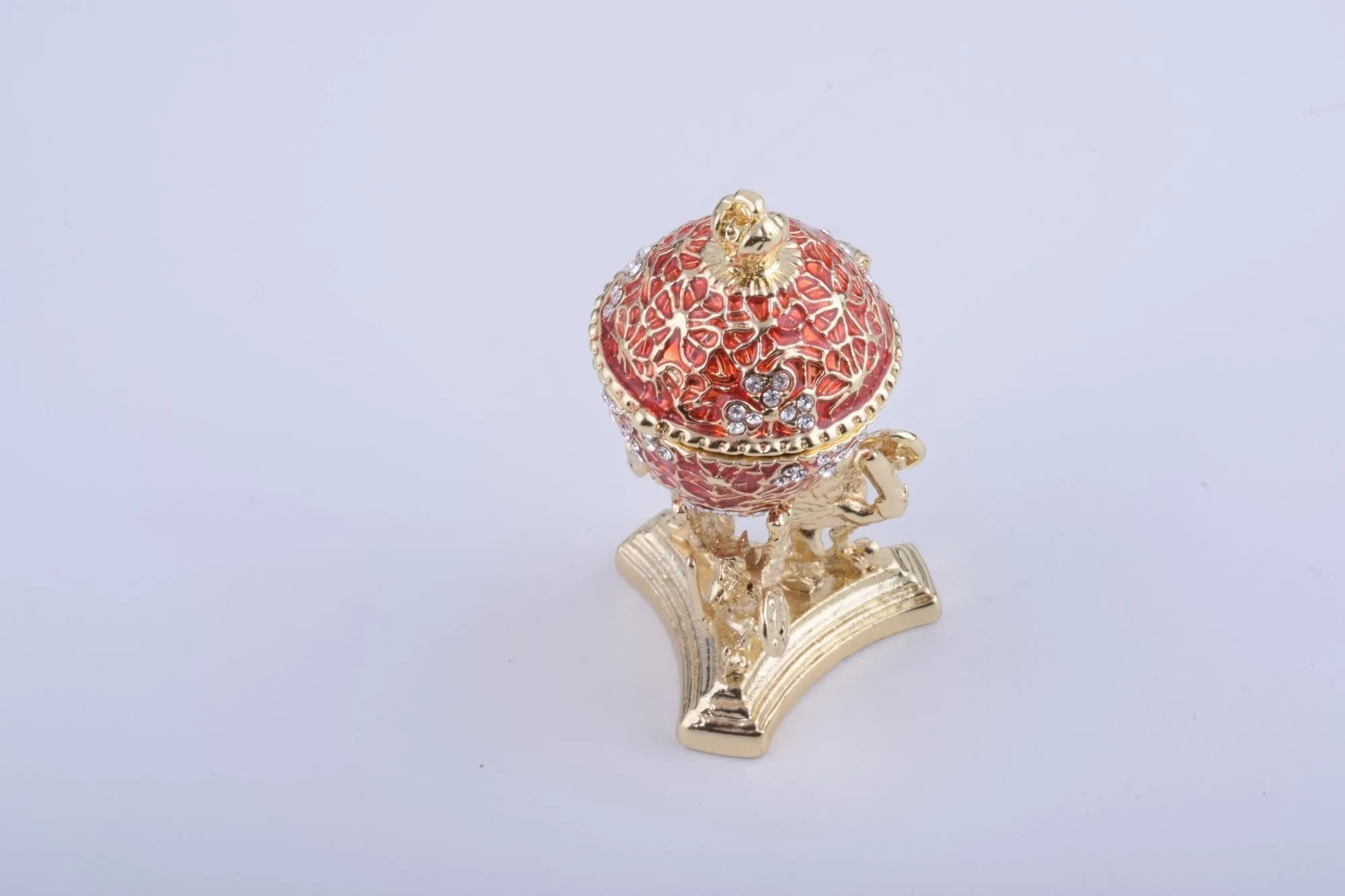 Red Faberge Egg with a Golden Frog Inside