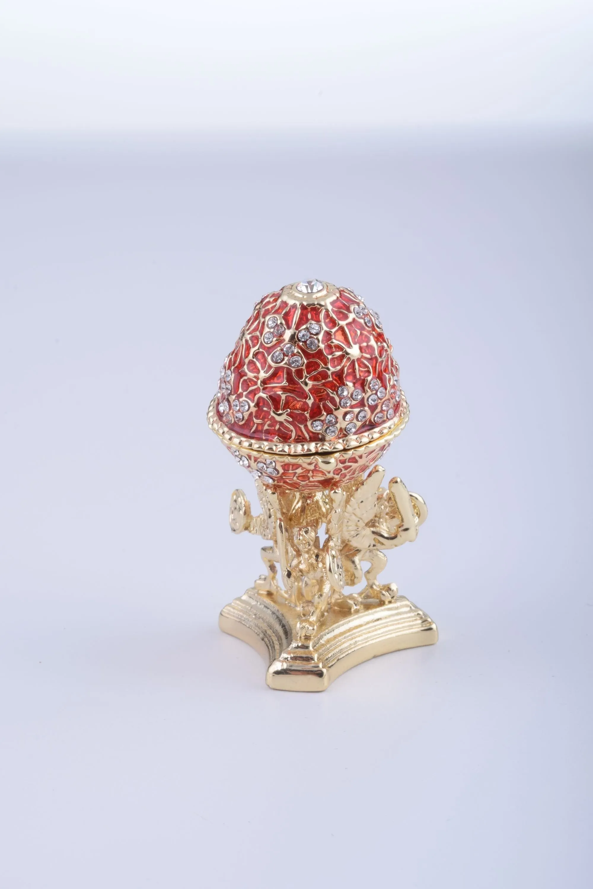 Red Faberge Egg with a Golden Frog Inside
