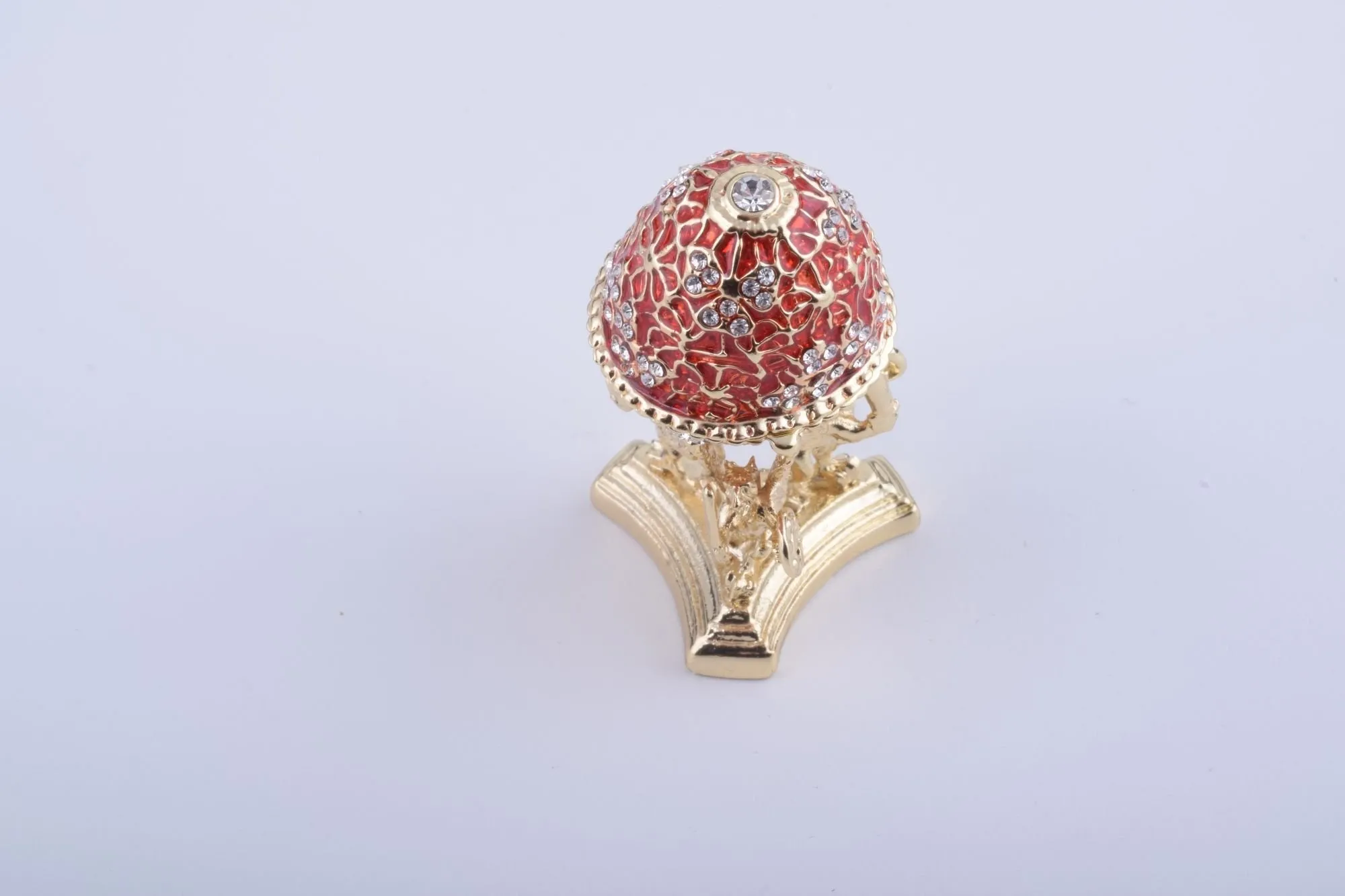 Red Faberge Egg with a Golden Frog Inside