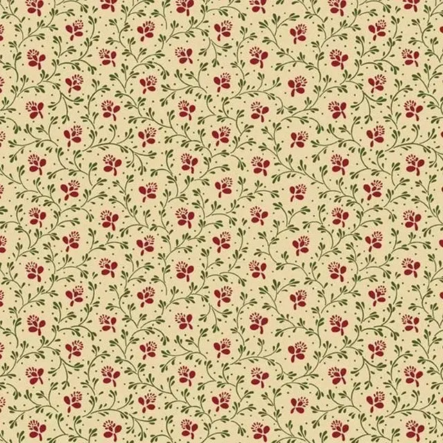 Red Floral Vintage Charm by Marcus Fabrics by the YARD 2909