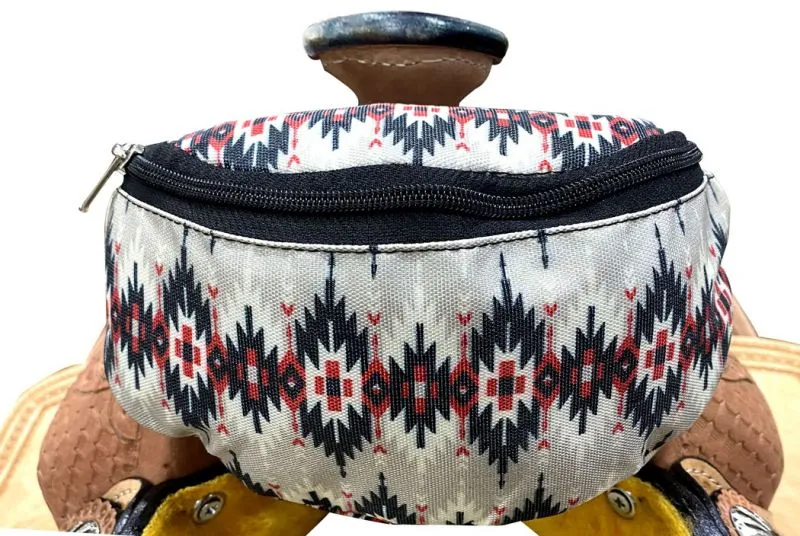 Red/Grey Aztec Print Insulated Nylon Saddle Pouch