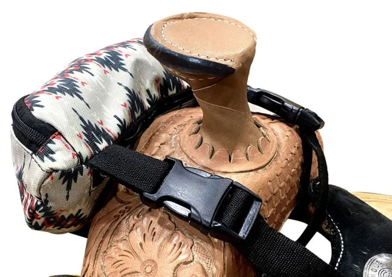 Red/Grey Aztec Print Insulated Nylon Saddle Pouch