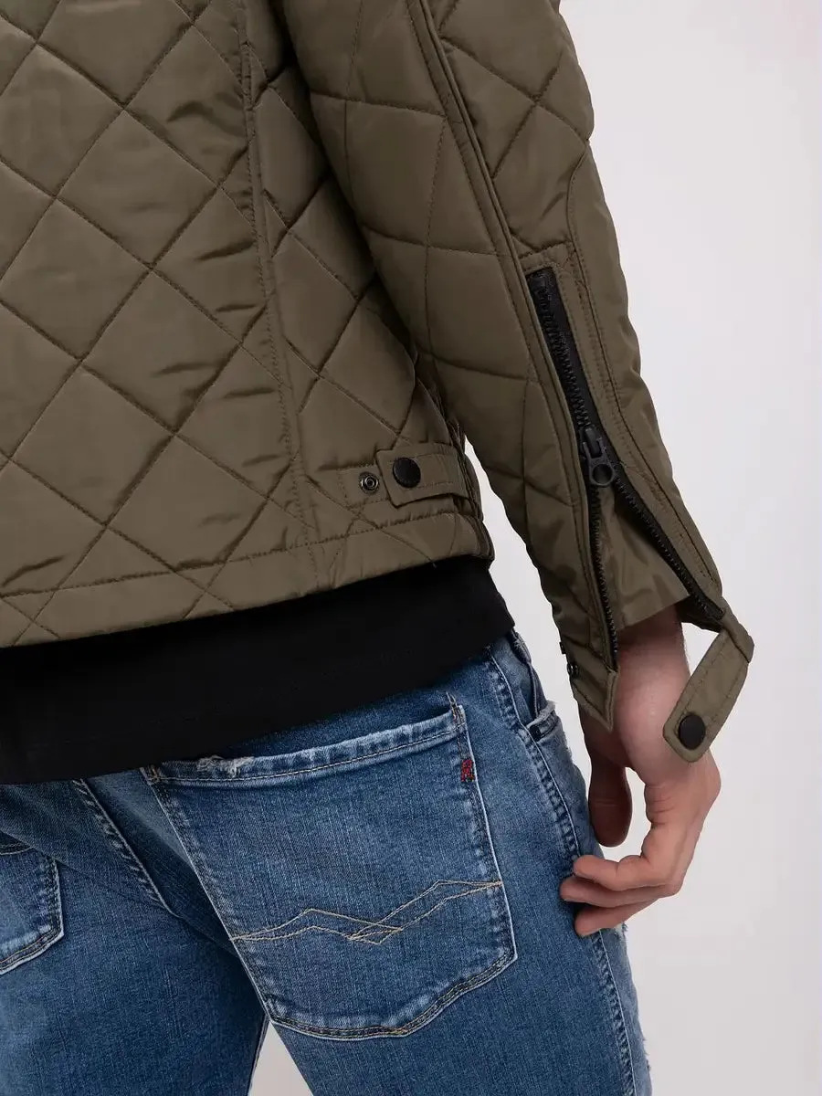 Replay Green Quilted Biker