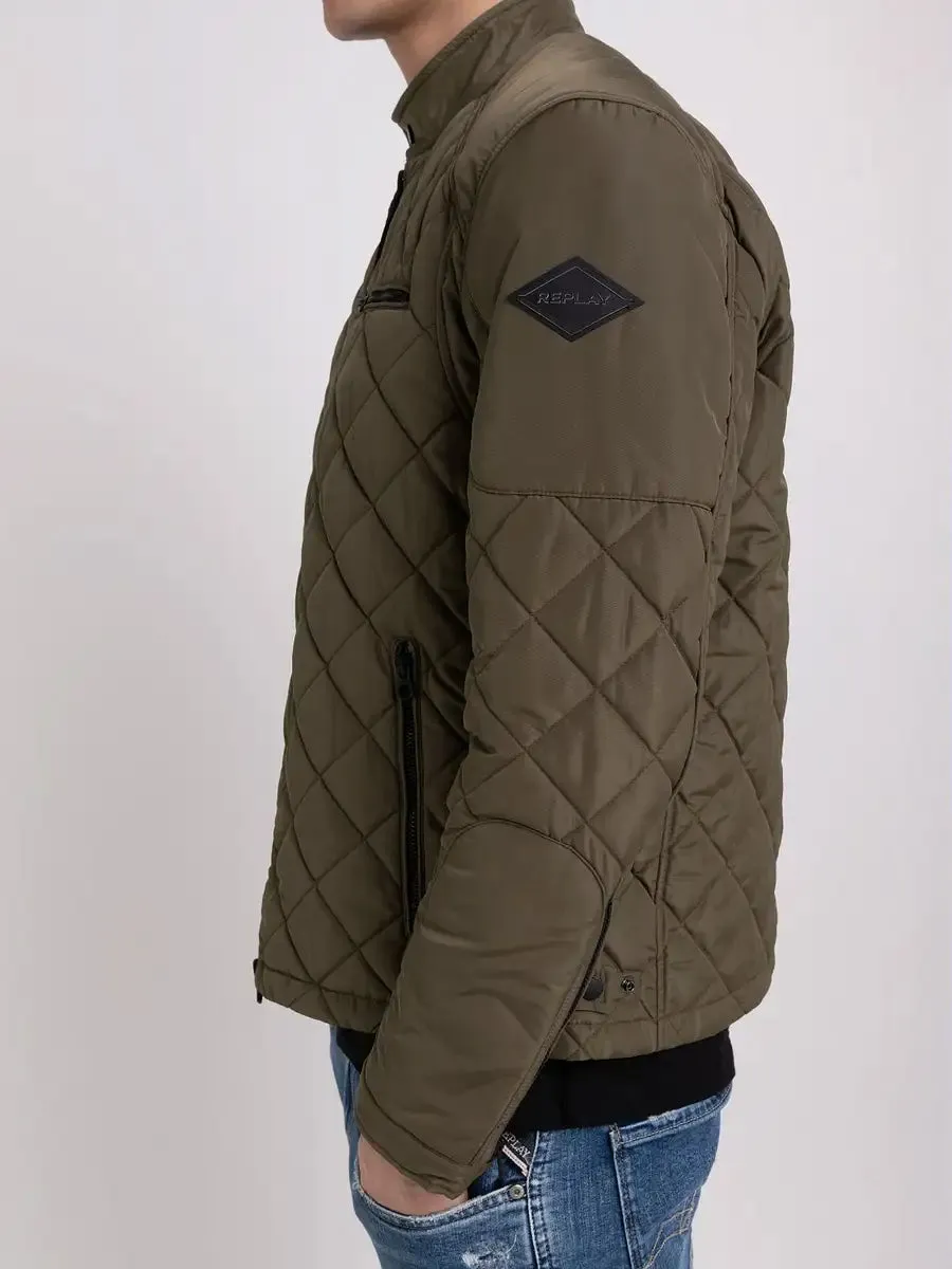 Replay Green Quilted Biker