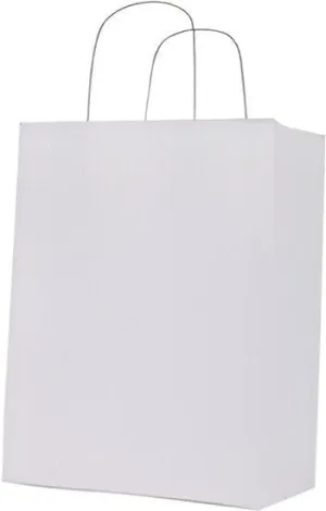 RiteEarth - 13" x 7" x 13" White Paper Twist Handle Bag, 250/Cs , 16Cs/Sk - PT13713W