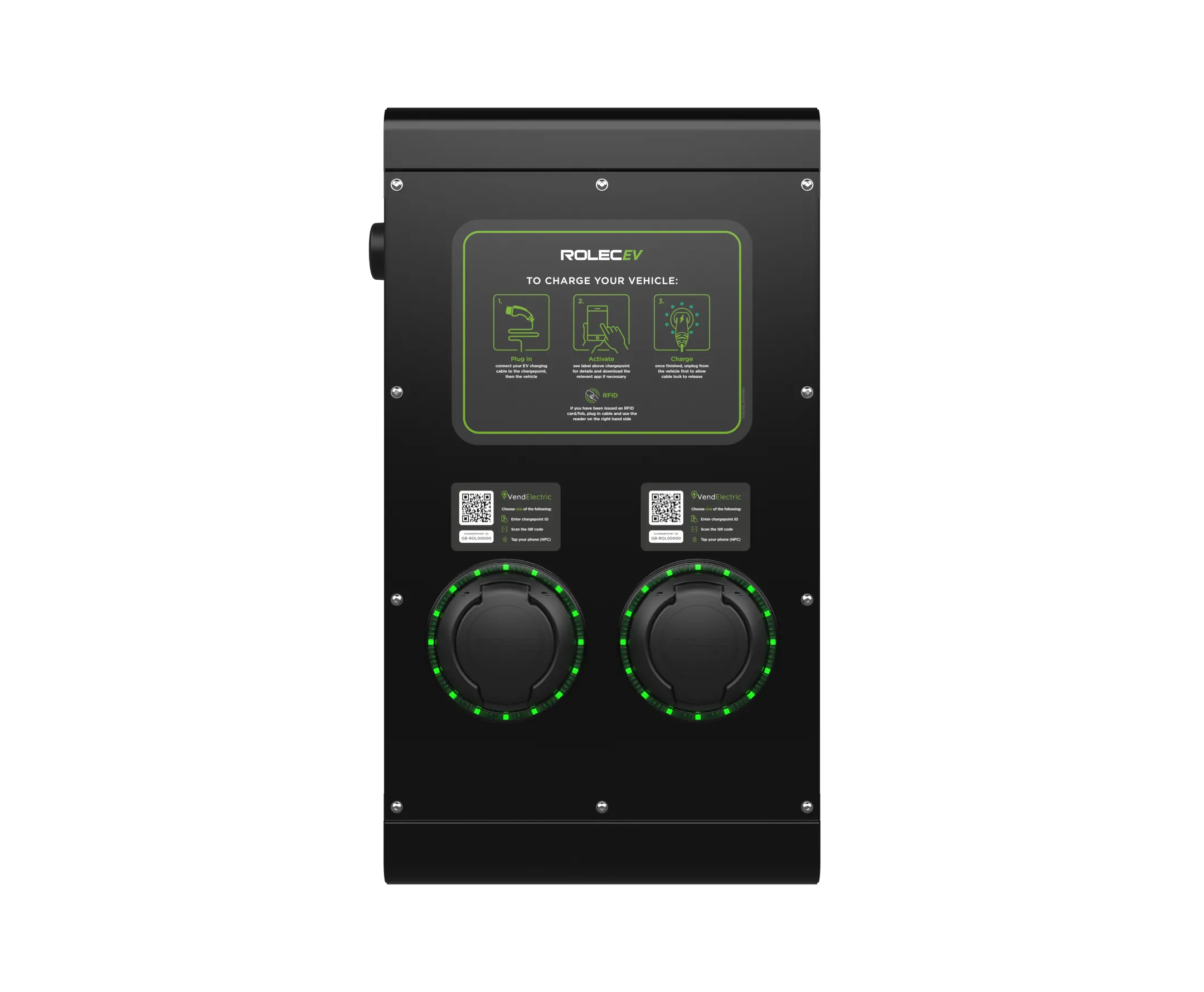 Rolec ROLEC0121B SecuriCharge Smart EV Charger - 2x up to 7.4kw Type 2 Sockets - Black