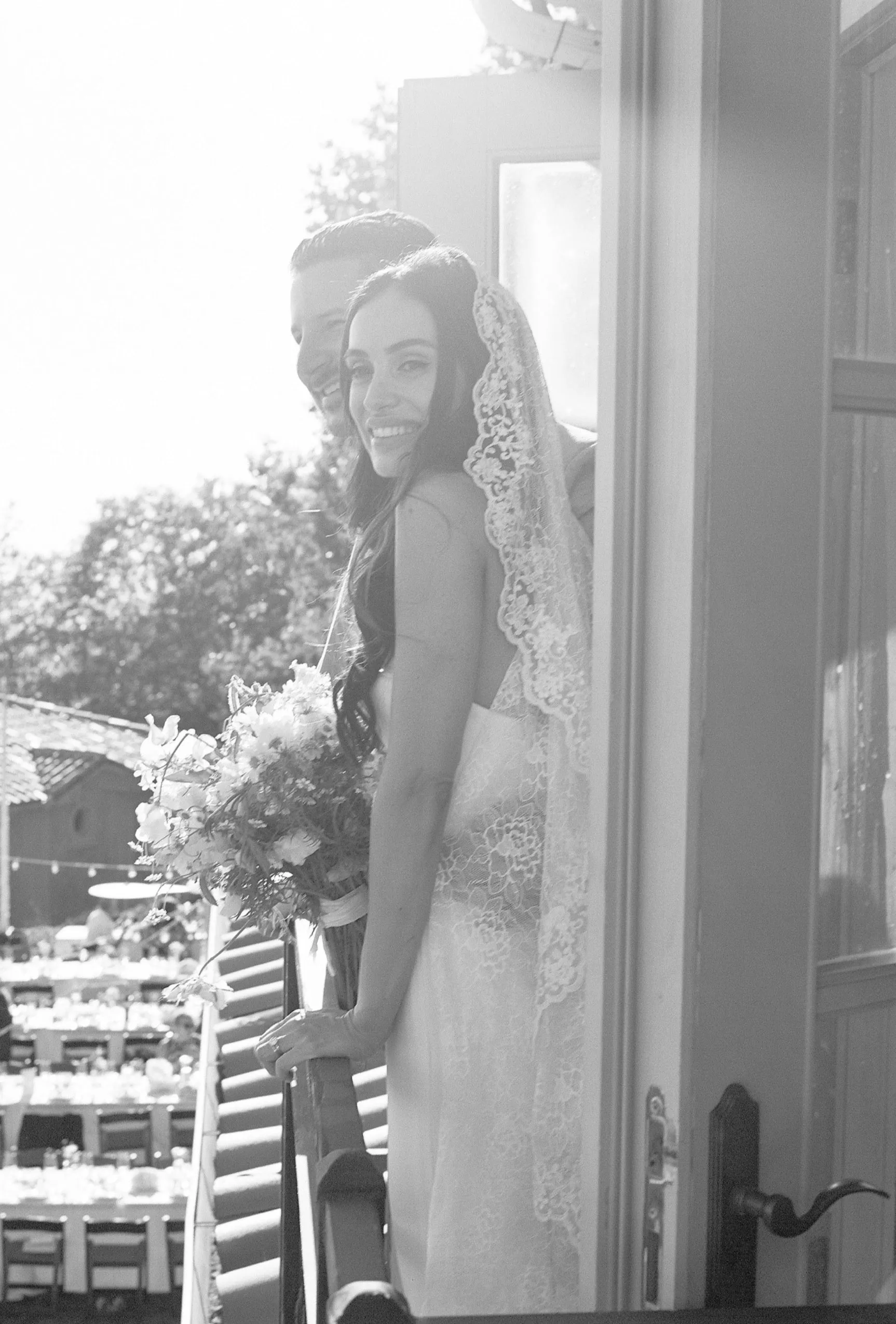 Romantic Floral Lace Mantilla Wedding Veil, Fingertip Length in Light Ivory