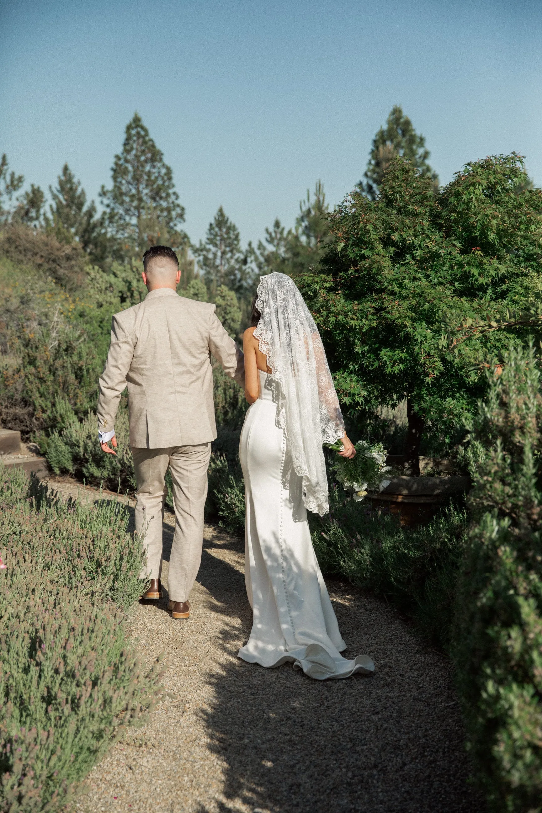 Romantic Floral Lace Mantilla Wedding Veil, Fingertip Length in Light Ivory