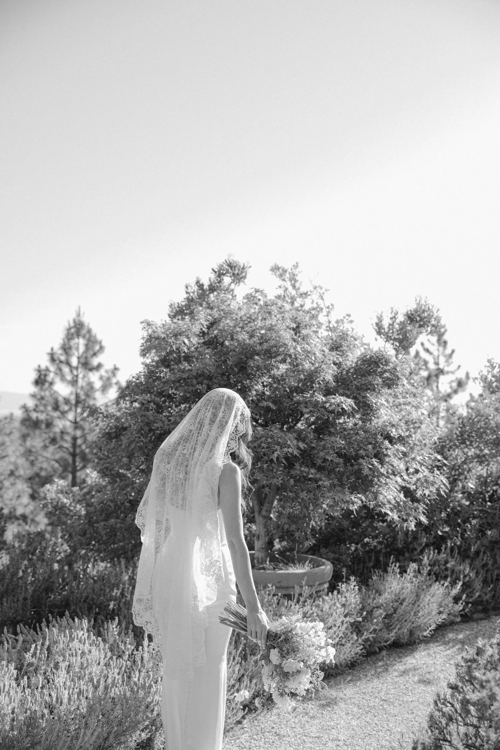 Romantic Floral Lace Mantilla Wedding Veil, Fingertip Length in Light Ivory