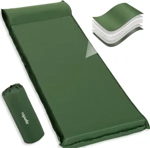 ropoda Self Inflating Sleeping Pad - Fast-Rebound, 3" Thick Elastic Foam Sleeping Pad,Camping Mat with Pillow, Storage Bag, 4-Season Camping Mattress Pad for Camping, Cars, Expandable Sleeping Pad…