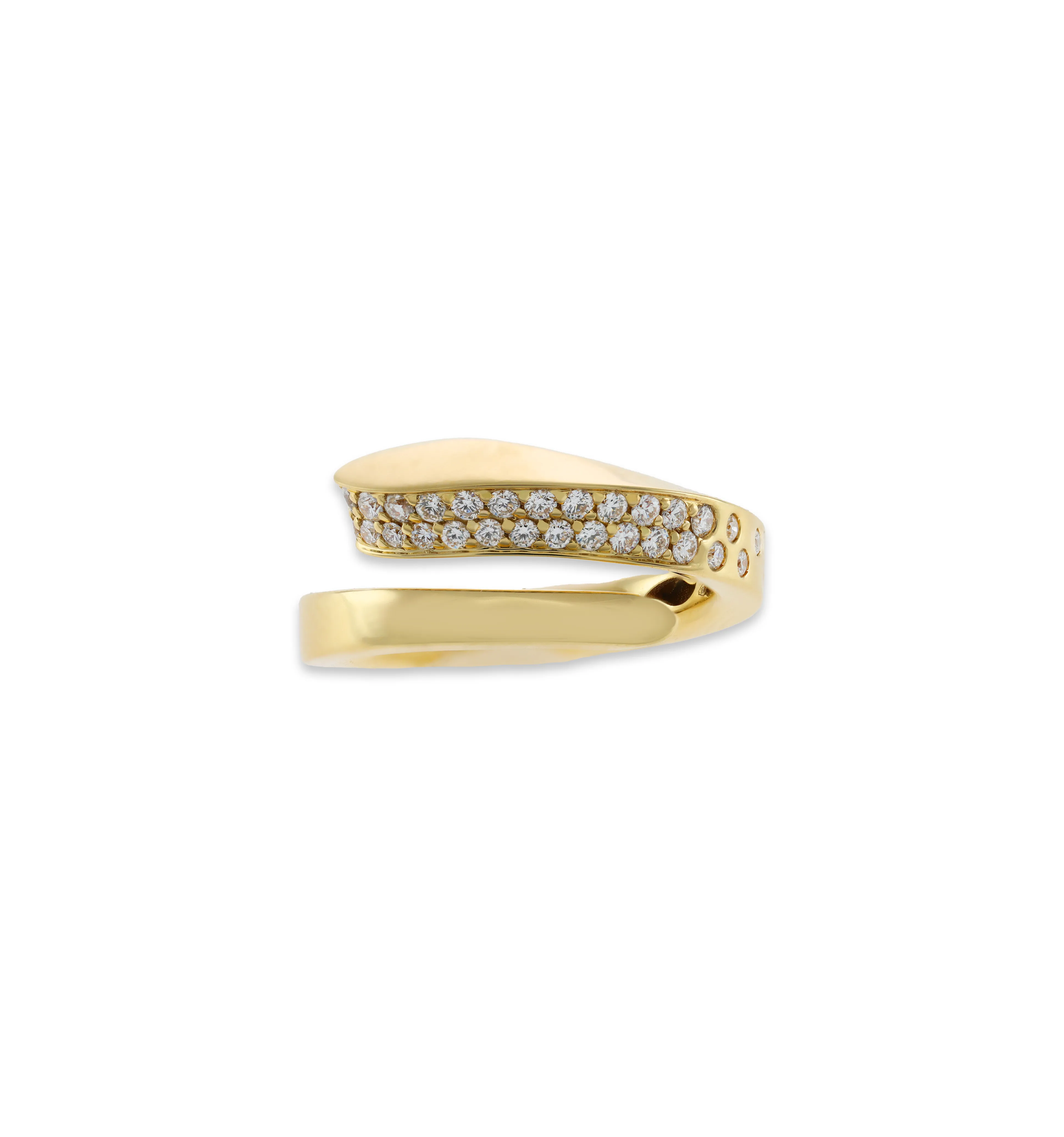 Sabel Collection Yellow Gold Diamond Sprinkled Bypass Ring