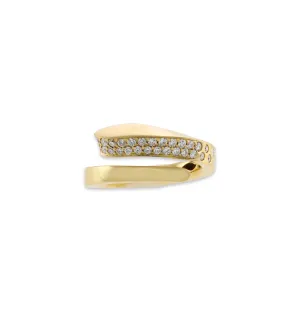 Sabel Collection Yellow Gold Diamond Sprinkled Bypass Ring