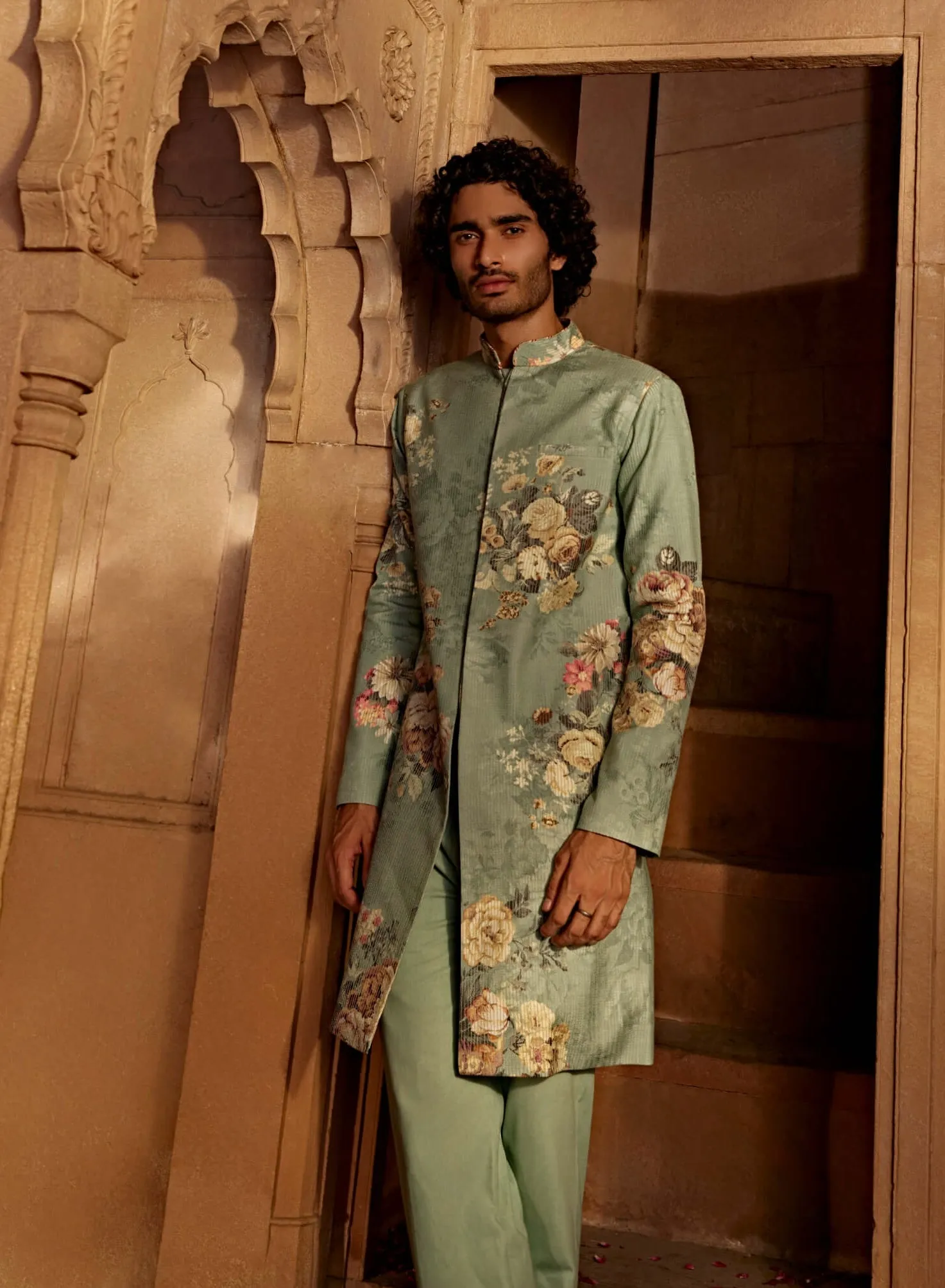 Saif mint blue sherwani and pants