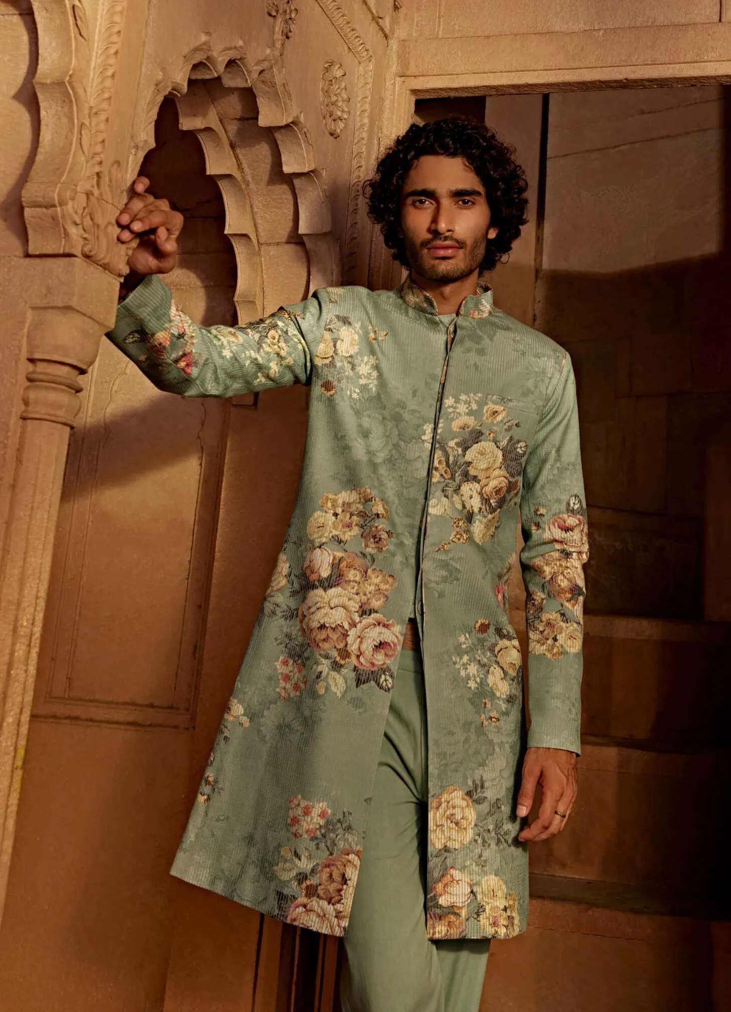 Saif mint blue sherwani and pants
