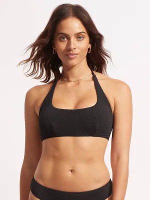 Sea Dive Scoop Neck Halter in Black