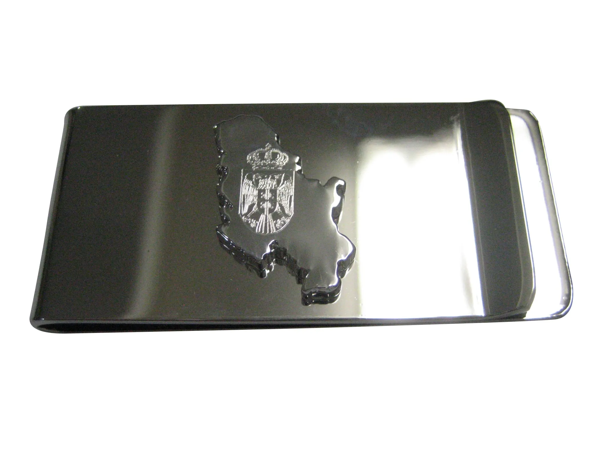 Serbia Map Shape and Flag Design Money Clip
