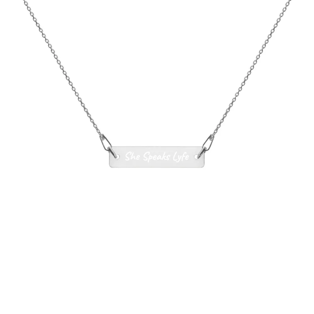 She Speaks Lyfe Engraved Necklace