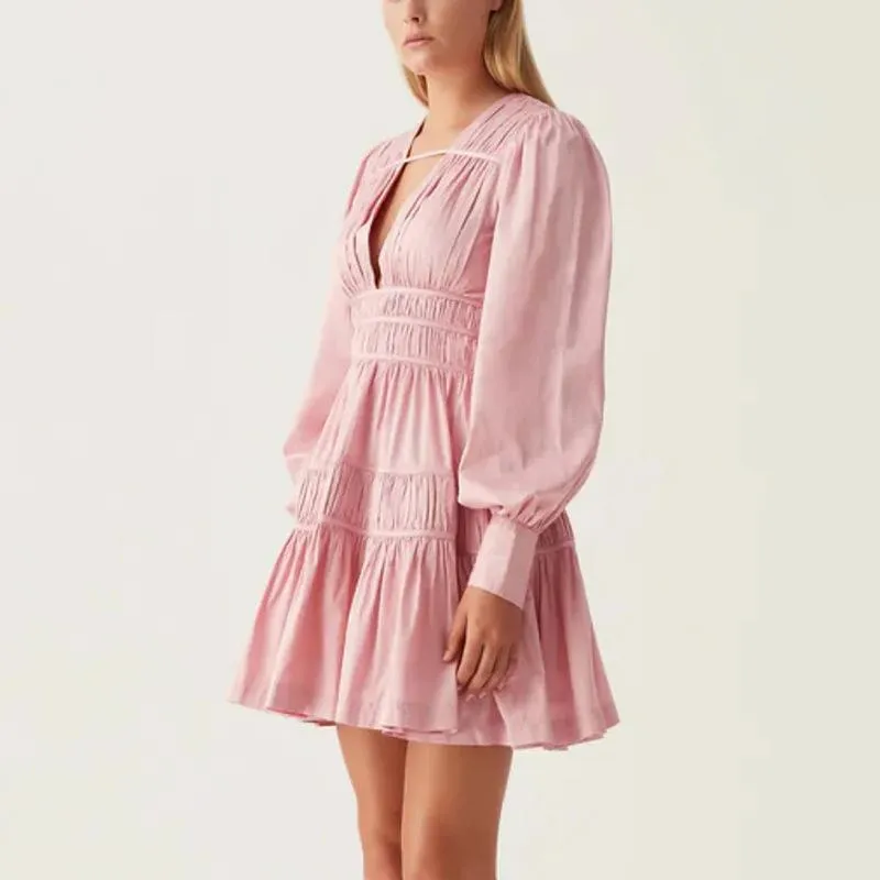 Short dress with patchwork ruffle design