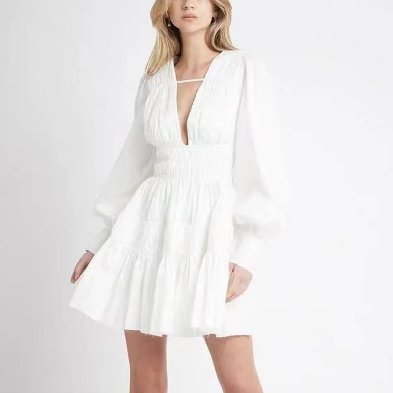 Short dress with patchwork ruffle design