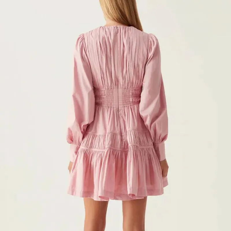 Short dress with patchwork ruffle design