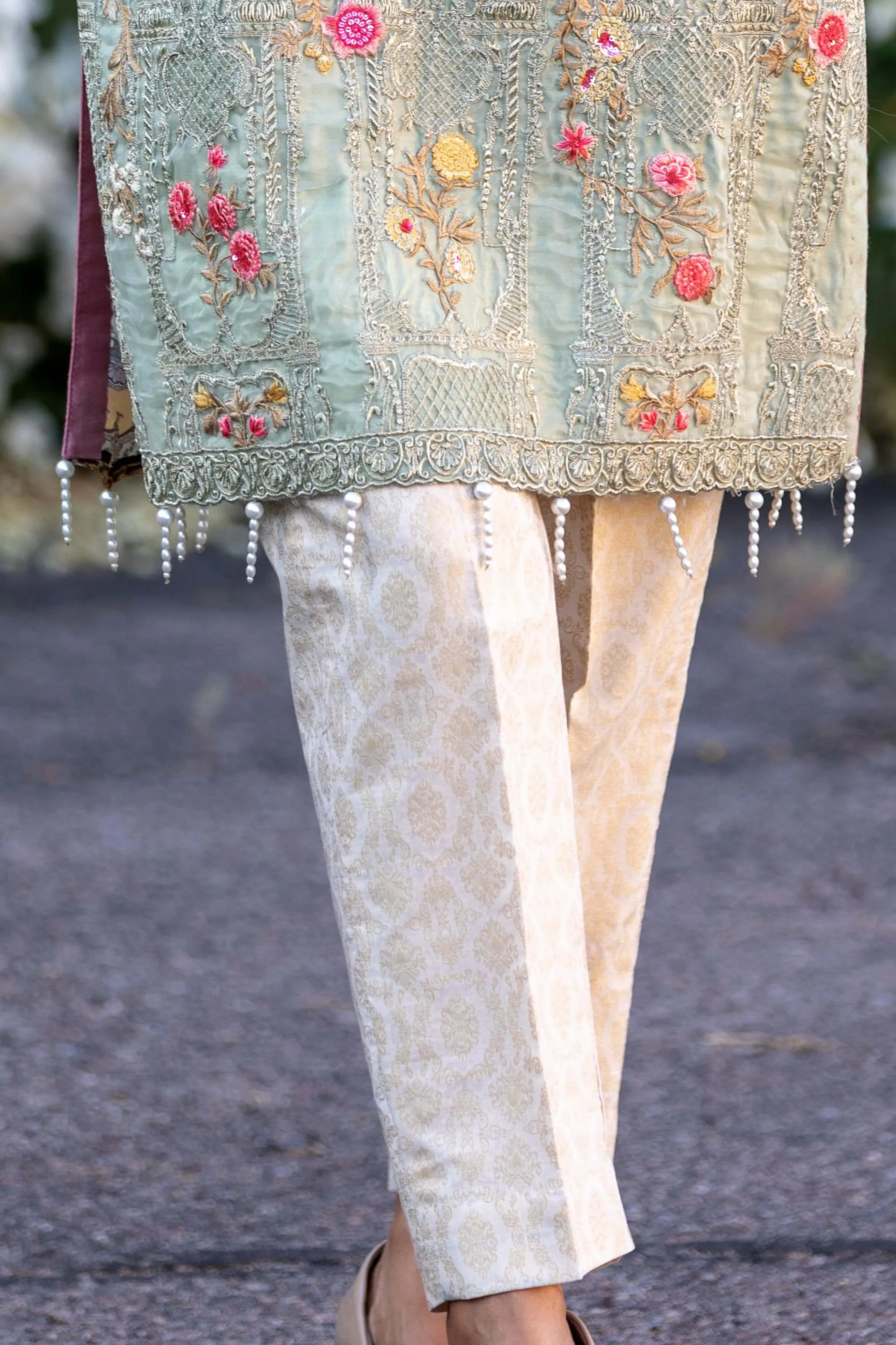 Silk Embroidered Mint Green Salwar Kameez Suit