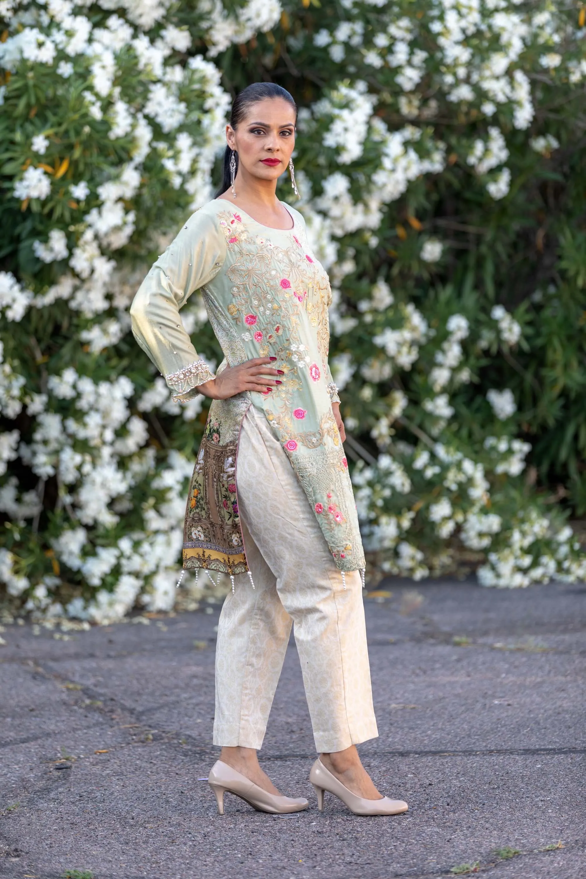 Silk Embroidered Mint Green Salwar Kameez Suit