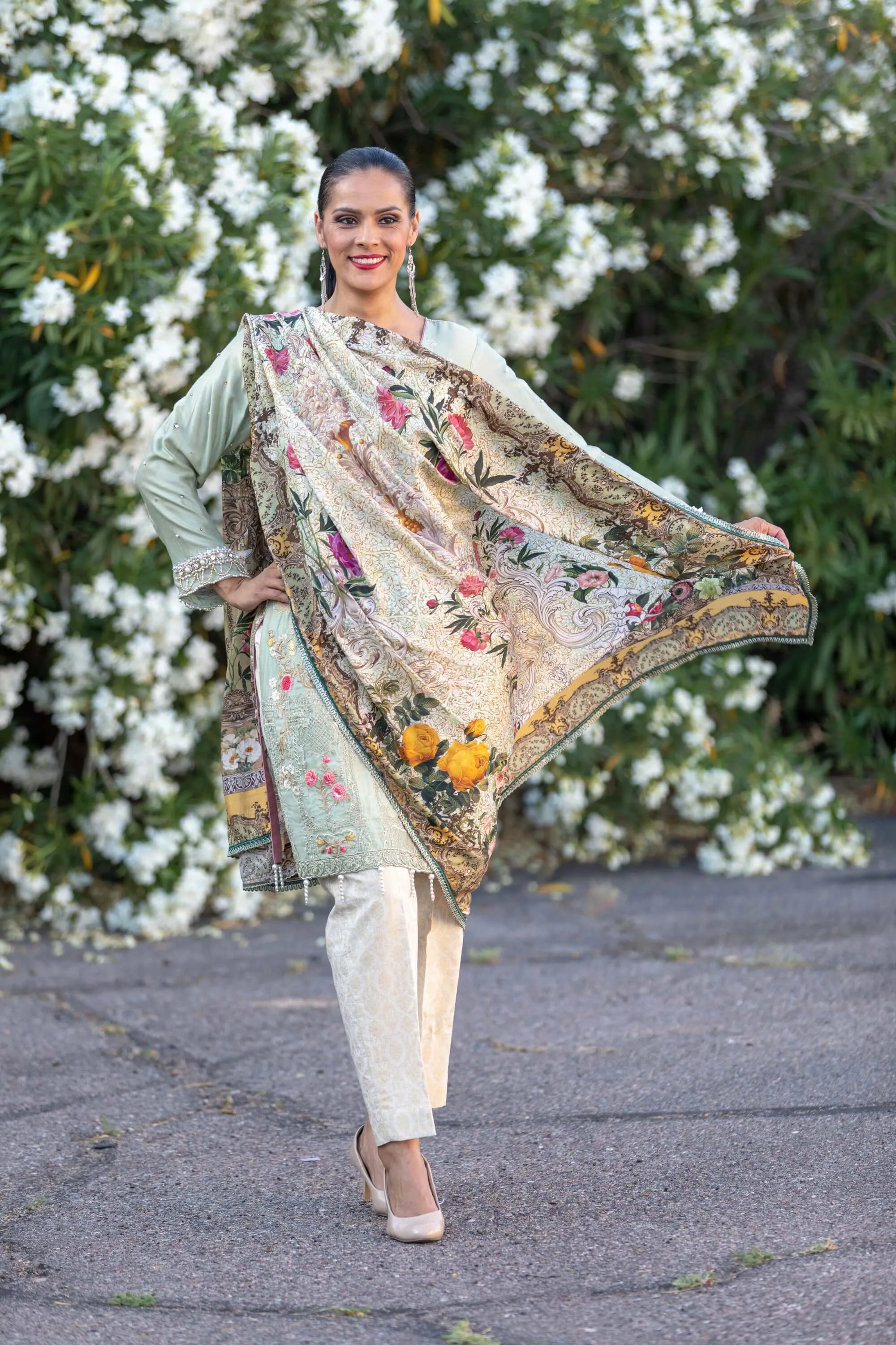 Silk Embroidered Mint Green Salwar Kameez Suit