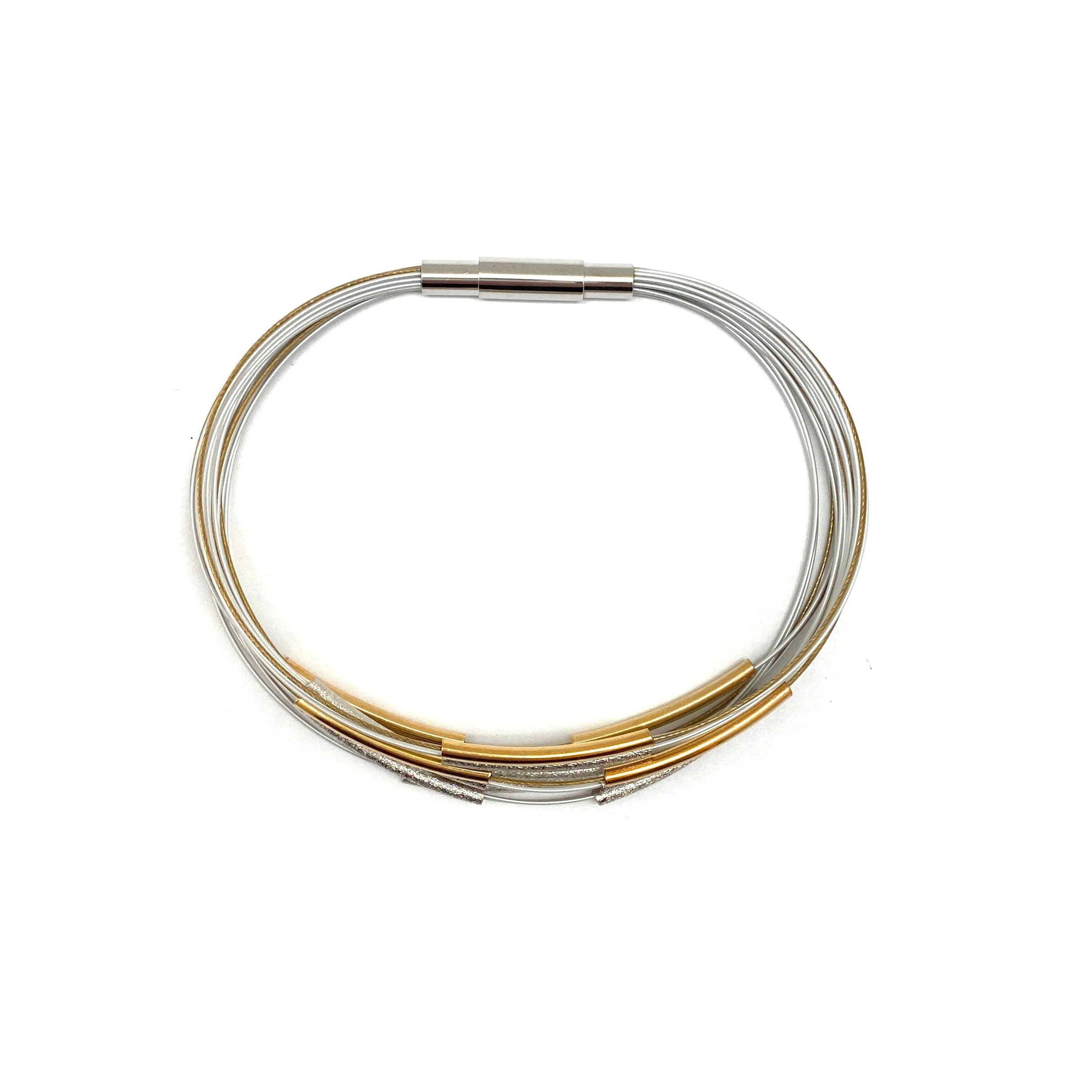 Silver and Gold Thin Bar Bracelet
